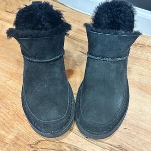 UGG Black Ankle Boots with Fur Lining
